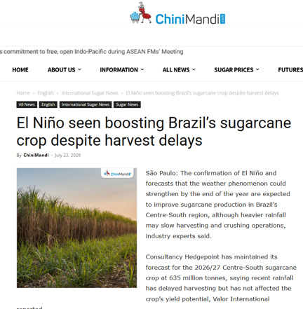 Captura da matéria publicada por ChiniMandi
