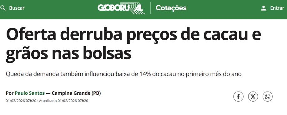 Captura da matéria publicada por Globo Rural